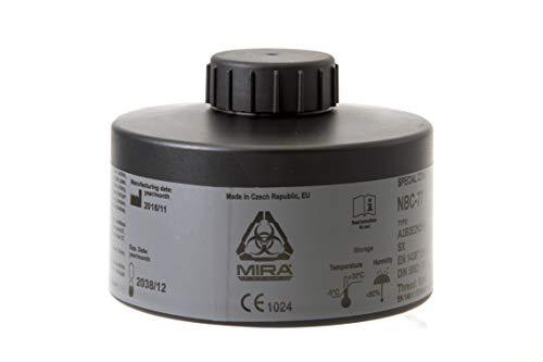 MIRA SAFETY M Gas Mask Filter - Certified CBRN Filter for Full Face Respirator Mask, 40 mm NATO Gas Mask Filter, Longest 20 Year Shelf Life, Vacuum Sealed NBC Filters, Compatible with Mira Gas Mask - Grey Wolf Market