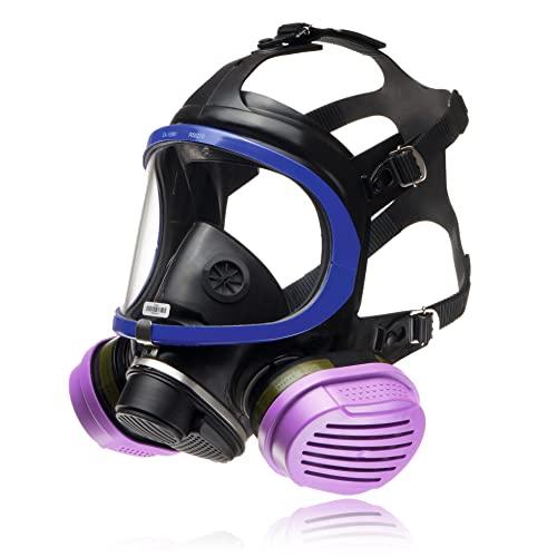 Dräger X-plore 5500 Full-Face Respirator Mask + 2x Combination Cartridge OV/AG/HF/FM/CD/AM/MA/HS/P100 | One size fits most | NIOSH Certified Eye and Respiratory Protection, Anti-Fog, 180° View - Grey Wolf Market