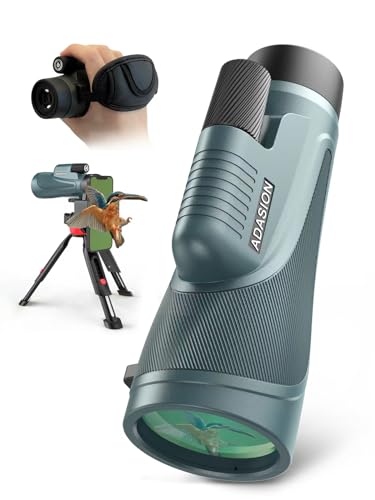 12x56 HD Monocular Telescope with Smartphone Adapter, Upgraded Tripod, Hand Strap - High Power Monocular with Clear Low Light Vision for Star Watching - Lightweight Monocular for Bird Watching Hunting