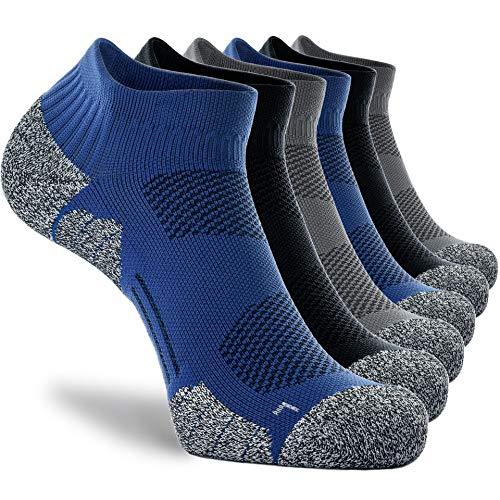 CWVLC Unisex Cushioned Compression Athletic Ankle Socks Multipack, 6-pairs Black Charcoal Royal, XL (13.5-15.5 W US/ 12-14 M US) - Grey Wolf Market