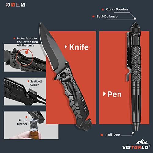 VEITORLD Gifts for Men Dad Him Christmas, Survival Gear and Equipment 12 in 1, Survival Kits, Cool Unique Fishing Hunting Birthday Gift for Husband Teen Boy Boyfriend Women, Stocking Stuffers for Men - Grey Wolf Market