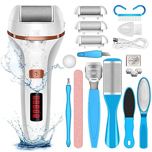 Electric Foot File Callus Remover, Rechargeable Pedicure Tools Foot Care Kit, Callus Remover for Feet with 3 Roller Heads,2 Speed, Display for Remove Cracked Heels Calluses and Hard Skin - Grey Wolf Market
