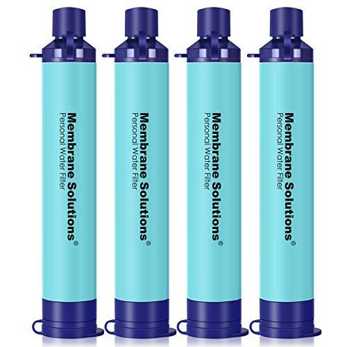 Membrane Solutions Portable Water Filter Straw Filtration Straw Purifier Survival Gear for Hiking, Camping, Travel, and Emergency, Blue, 4 pack - Grey Wolf Market