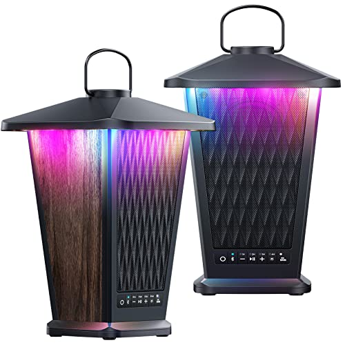 80W Outdoor Bluetooth Speaker Waterproof, True Wireless Stereo Sound with Punchy Bass, Multi-Connect up to 100 Speakers, 4 Adjustable Modes Beat-Driven Lights, Party/Patio/Pool Side/Beach, 2 Pack