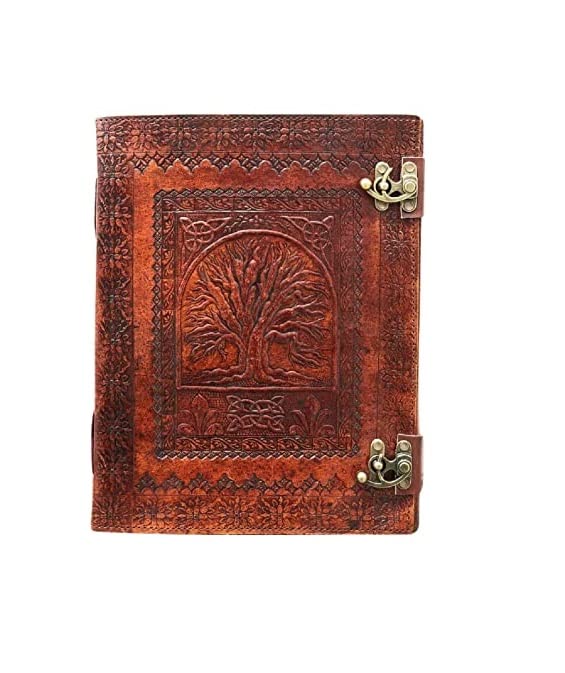 400 Pages Extra large Leather Journal | Embossed Tree of Life | Lined Diary Notebook | Nature Lover Gift (10x13 inch)