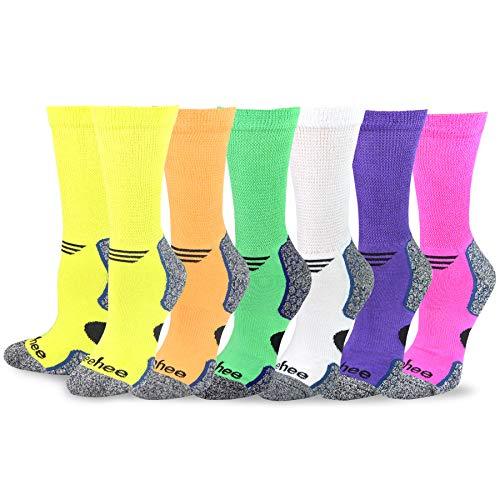 Relaxed Lose Binding Top Viscose Bamboo Bright Colorful Diabetic Crew Socks for Men Large 6-Pairs (10-13, Bright) - Grey Wolf Market