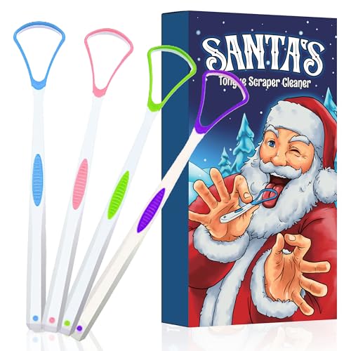 Tongue Scraper for Adults Cleaner Stocking Stuffers for Women Men White Elephant Gifts Christmas Womens Mens Teens Gag Funny Ideas Santa Cool Novelty Funniest Dad Her Him Girl Kids Who Have Everything