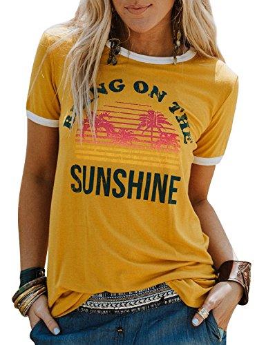Nlife Bring On The Sunshine Graphic Long Sleeves Tees Blouses for Women Tops Sweaters for Women - Grey Wolf Market