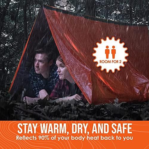 Go Time Gear Life Tent Emergency Survival Shelter – 2 Person Emergency Tent – Use As Survival Tent, Emergency Shelter, Tube Tent, Survival Tarp - Includes Survival Whistle & Paracord (Orange, 1pack) - Grey Wolf Market