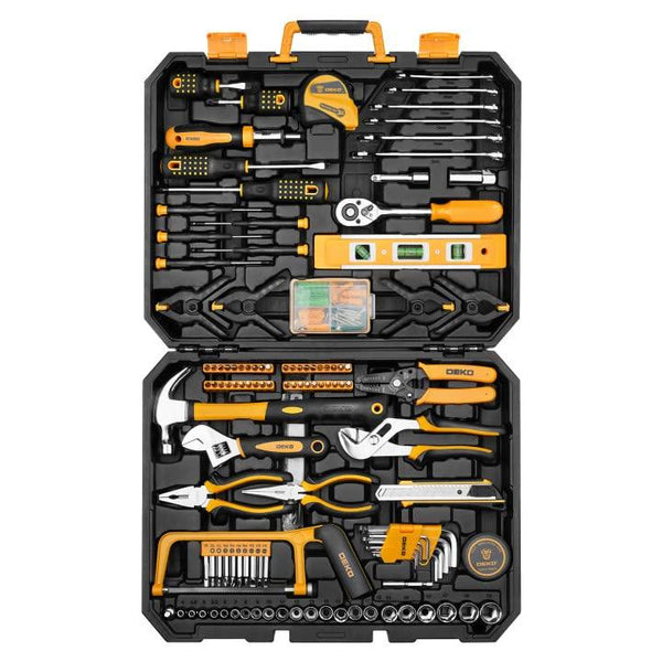 DEKOPRO 228 Piece Socket Wrench Auto Repair Tool Combination Package Mixed Tool Set Hand Tool Kit with Plastic Toolbox Storage Case - Grey Wolf Market