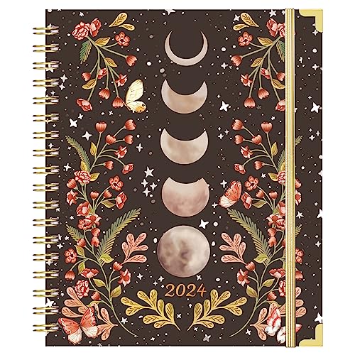 2024 Planner - Planner 2024 with Tabs, Jan 2024 - Dec 2024, Large 2024 Weekly and Monthly Planner, 8" x 10", Hardcover Planner with Box + Back Pocket + Twin-Wire Binding + Inner Pocket - Moon